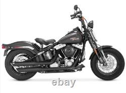 07-17 Harley FLSTN, FLS Softail Exhaust Header Twin Slash Cut Slip Ons Black