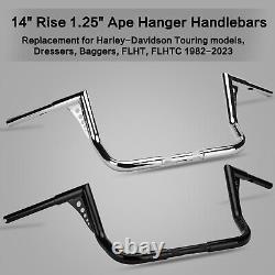 14 Rise Ape Hanger Handlebar Chrome Fit Harley Street Electra Glide 1982-2022