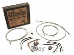 14 inch Ape Hanger Complete Extended Cable/Brake Line Kit Burly Harley Softail