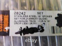 19 Drop Center Rim Polished Stainless Steel Spoke Set Harley Davidsn & Chopper