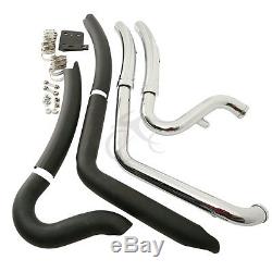 1-3/4 Big Exhaust Drag Pipes Black Heat Shields For Harley Softail FXST 86-17