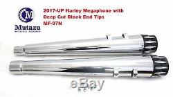 2017-up MUTAZU 4 DEEP CUT MEGAPHONE SLIP-ON MUFFLERS FOR HARLEY TOURING EXHAUST
