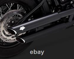 2018 Harley FLSL Softail Slim Vance & Hines Black Twin Slip Ons Exhaust 46875