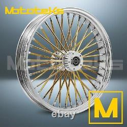 21 21x3.5 Fat Spoke Wheel 40 Stainless Gold For Harley Softail Models Front