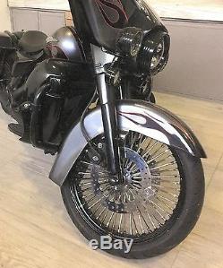 21 3.5 52 Mammoth Fat Stainless Spoke Front Wheel Black Rim 00-07 Harley Touring