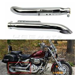 2X Chrome Exhaust Muffller Pipe for Harley Suzuki VL 125 800 1500 1400 Intruder