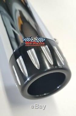 2 ROAD RAGE Shorty HARLEY Mufflers Chrome w Black Billet Tips fits 1-3/4 Pipe
