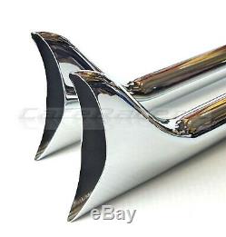 42 FISHTAIL PIPES Chrome fit Harley 1-3/4 Pipes NO Baffle NO Muffler LOUD