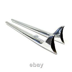 42 Harley Chopper Drag Tail Pipes Exhaust Extensions Fishtail Chrome 1-13/16