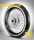 Black Fat Spoke Wheel 21x3.5 52 Harley Dyna Street Bob With Rotor White Wall Tire