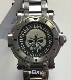 BULOVA Men's Harley-Davidson Signature Collection Skull Stainless WATCH 76A11
