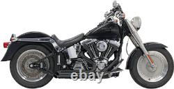 Bassani Black 2-2 Pro Street Exhaust for 86-17 Harley Softail FXST FXS FLSTN FLS