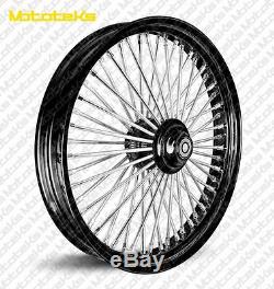 Black Fat Spoke Wheel 21x3.5 52 Dna Any Color Rim/hub For Harley Softail Models