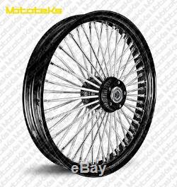 Black Fat Spoke Wheel 21x3.5 52 Dna Any Color Rim/hub For Harley Touring Bagger