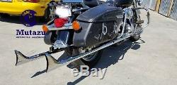 Black Mutazu 42 Fishtail Exhaust Slip On Mufflers 1995-2016 Harley Touring