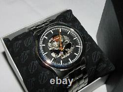 Bulova Harley Davidson 43mm Automatic Skull Dial Stainless Men's Watch 76A158