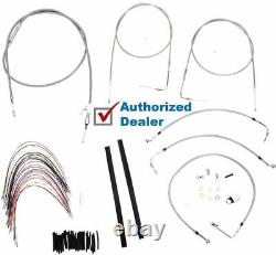 Burly 14 Handlebar Braided Stainless Steel Cable Line Kit Touring Harley 20-06