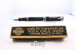 C1990 Harley Davidson Lacquered Black Medium Fountain Pen with Chrome Trim
