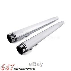 Chrome 4 Megaphone Slip-On Mufflers Exhaust Pipes For 1995-2016 Harley Touring