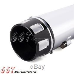 Chrome 4 Megaphone Slip-On Mufflers Exhaust Pipes For 1995-2016 Harley Touring