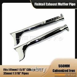 Chrome Fish Tail Galvanized Iron Muffler Exhausts For Vintage Harley Softail