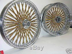 DNA MAMMOTH FAT 52 GOLD SPOKE WHEELS 23x3.5 16x3.5 SOFTAIL OR TOURING HARLEY