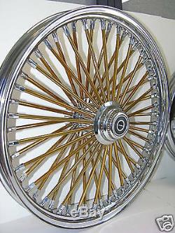 DNA MAMMOTH FAT 52 GOLD SPOKE WHEELS 23x3.5 16x3.5 SOFTAIL OR TOURING HARLEY