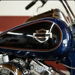Harley CVO custom tank emblems 3.2, stainless steel with black edges
