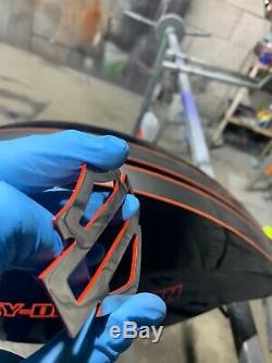 Harley CVO custom tank emblems, stainless steel with red outline