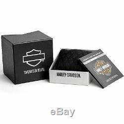 Harley Davidson Bulova 78A118 Black & Silver Skull Watch Box & Papers