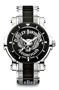 Harley-Davidson Bulova Men's Winged Skull Stainless Steel Wrist-Watch 78A109