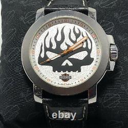 Harley-Davidson Bulova Mens Vintage Willie G Skull Black Strap Watch 76A137