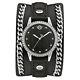 Harley-davidson Bulova Womens Leather Cuff Crystal Stainless Steel Watch 76l184
