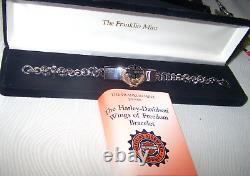 Harley Davidson Franklin Mint Stainless Steel 10k B/S Gold Eagle Bracelet 9 NOS