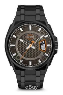 Harley-Davidson Men's B&S Dimensional Stainless Steel Watch, Black 78B151