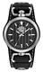 Harley-davidson Men's B&s Rotating Case Cuff Watch, Black Leather Strap 76b185