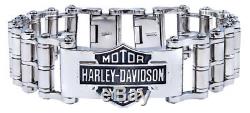Harley-Davidson Men's Bar & Shield Emblem Bike Chain Steel Bracelet HSB0146