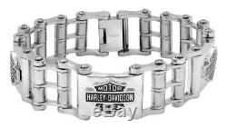 Harley-Davidson Men's Bike Chain Bar & Shield Bracelet, Stainless Steel HSB0207