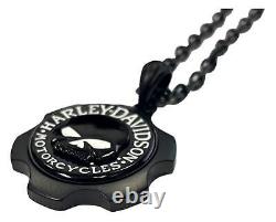 Harley-Davidson Men's Black Axel Willie G Skull Emblem Chain Necklace HSN0055-22