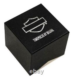 Harley-Davidson Men's Black Dial B&S Logo Watch with Striped Strap 78B153