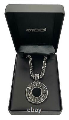 Harley-Davidson Men's Black Onyx Circle Box Chain Necklace Stainless Steel