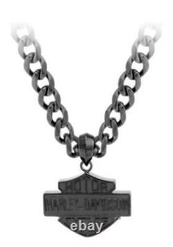 Harley-Davidson Men's Black Steel Bar & Shield Chain Necklace, Black HSN0046-22