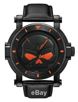 Harley-Davidson Men's Bulova Black Willie G Skull Wrist Watch 78A114