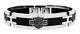 Harley-davidson Men's Stainless Steel Black Cuff Style Bracelet Hsb0001/7.5