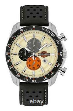 Harley-Davidson Men's Vintage B&S Chronograph Watch with Leather Strap 78B154