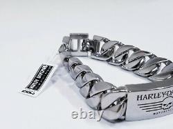 Harley-Davidson Men's Willie G Skull Steel ID Curb Link Bracelet 7.5