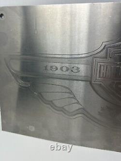 Harley Davidson Motorcycle Sign 100 Year Stainless Steel Etched 20x10 Preowned