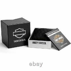 Harley Davidson Skull & Flags Bulova 78A124 Mens Watch Box & Papers USA Seller