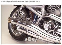 Harley Davidson V-rod Staggered Turn Out Exhaust Pipes Non Baffled Tab Perform