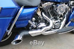 Harley FLT Exhaust Header 2 Into 1 Chrome 3 Turn Out Lake Oval V-Twin 29-0072